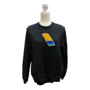 Varley Womens Exposed Seem Black Logo Sweatshirt USA Made Black